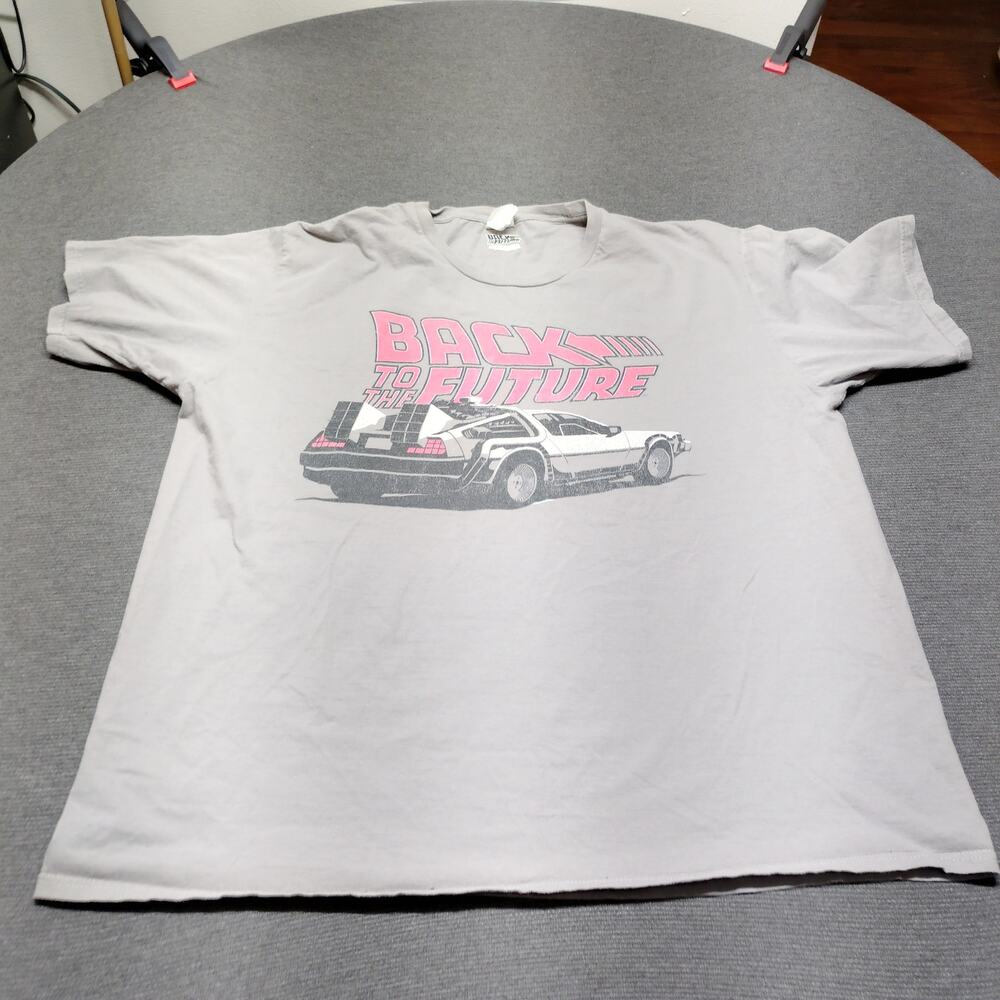 Back to the Future DeLorean Tee Mens XXL Gray Movie Shirt